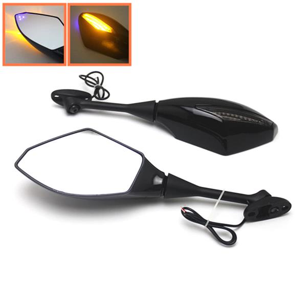 1 Pair Universal Motorcycle LED Turn Signals Racing Style Side Mirrors 1 Pair Universal Motorcycle LED Turn Signals Racing Style Side Mirrors
