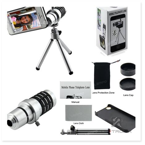 12X Zoom Telescope Mobile Telephoto Lens Kit Tripod Case iPhone 4/4s 12X Zoom Telescope Mobile Telephoto Lens Kit Tripod Case iPhone 4/4s