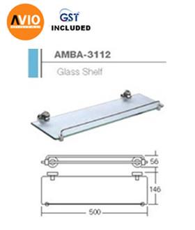 AIMER MALAYSIA AMBA-3112 BRASS CHROMED 500MM GLASS SHELF AIMER MALAYSIA AMBA-3112 BRASS CHROMED 500MM GLASS SHELF