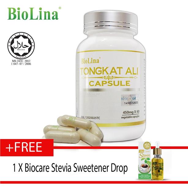 Biolina Tongkat Ali Capsule 60's x450mg FREE Stevia sweetener drop Biolina Tongkat Ali Capsule 60's x450mg FREE Stevia sweetener drop