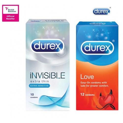 DUREX INVISIBLE EXTRA SENSITIVE CONDOMS 10s + DUREX LOVE CONDOMS 12s DUREX INVISIBLE EXTRA SENSITIVE CONDOMS 10s + DUREX LOVE CONDOMS 12s