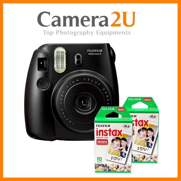 New Fujifilm Instax Mini 8 Instant Camera (Black) + Mini Film 2 Pack New Fujifilm Instax Mini 8 Instant Camera (Black) + Mini Film 2 Pack