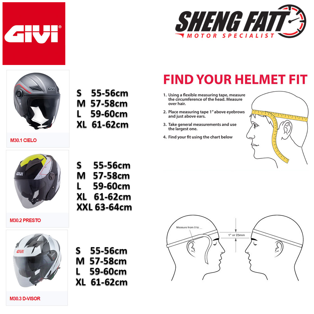 Givi Helmet Size Chart