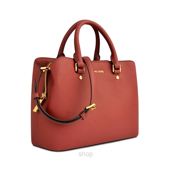 Michael Kors Handbags Malaysia Mkclearance Michael Kors Savannah Medium Saffiano Leather Satchel Bag In Brick