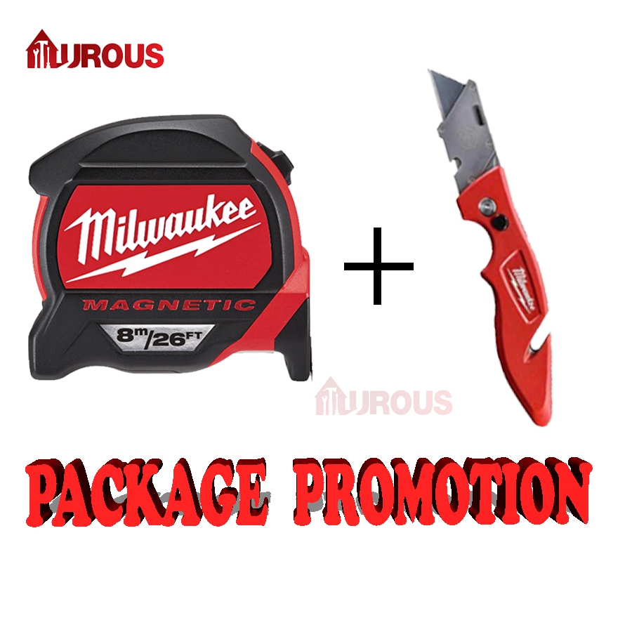 Milwaukee Measuring Tape 8Meter and FastBack Flip Utility Knife 482272 Milwaukee Measuring Tape 8Meter and FastBack Flip Utility Knife 482272