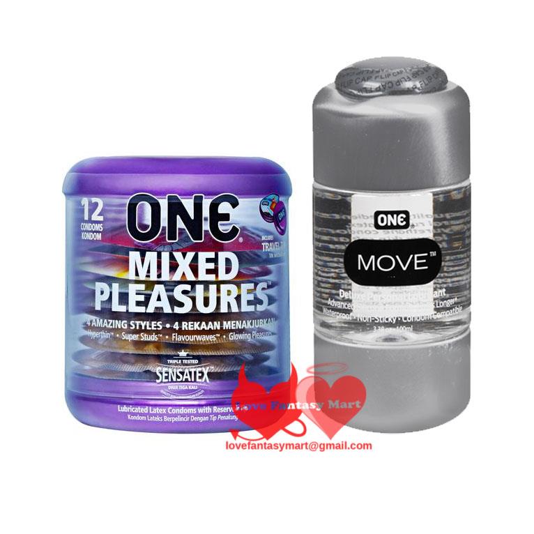 One Mixed Pleasures Condoms 12s Made in USA + Silicone Lubricant One Mixed Pleasures Condoms 12s Made in USA + Silicone Lubricant