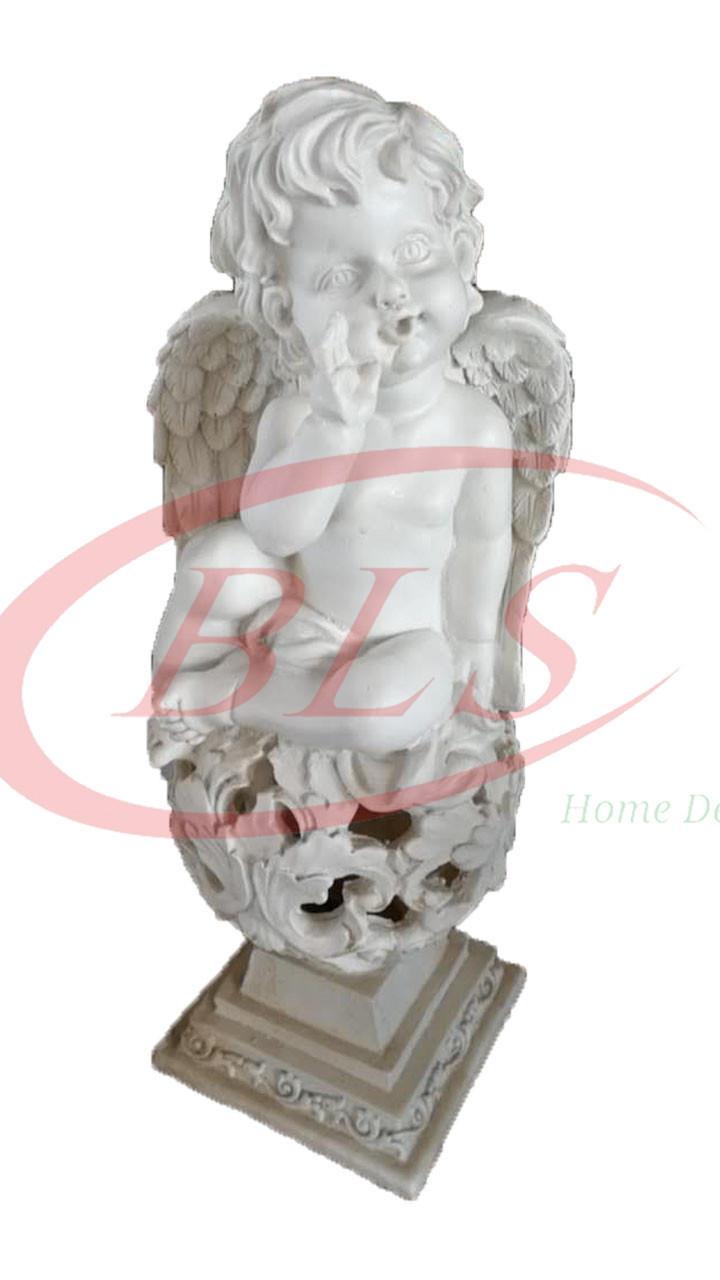 POLYRESIN WHITE COLOR SITTING ANGEL H 49 CM CM WITH WINGS (Q1461) POLYRESIN WHITE COLOR SITTING ANGEL H 49 CM CM WITH WINGS (Q1461)
