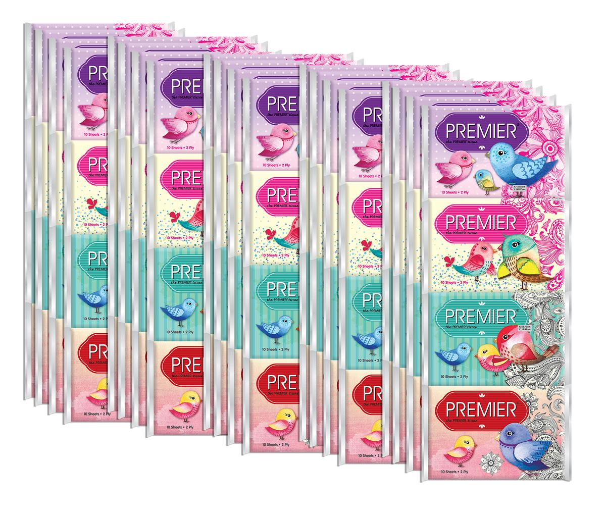 Premier Pocket Tissue 10 Sheets  X 16 Pkts  x 5 Tube