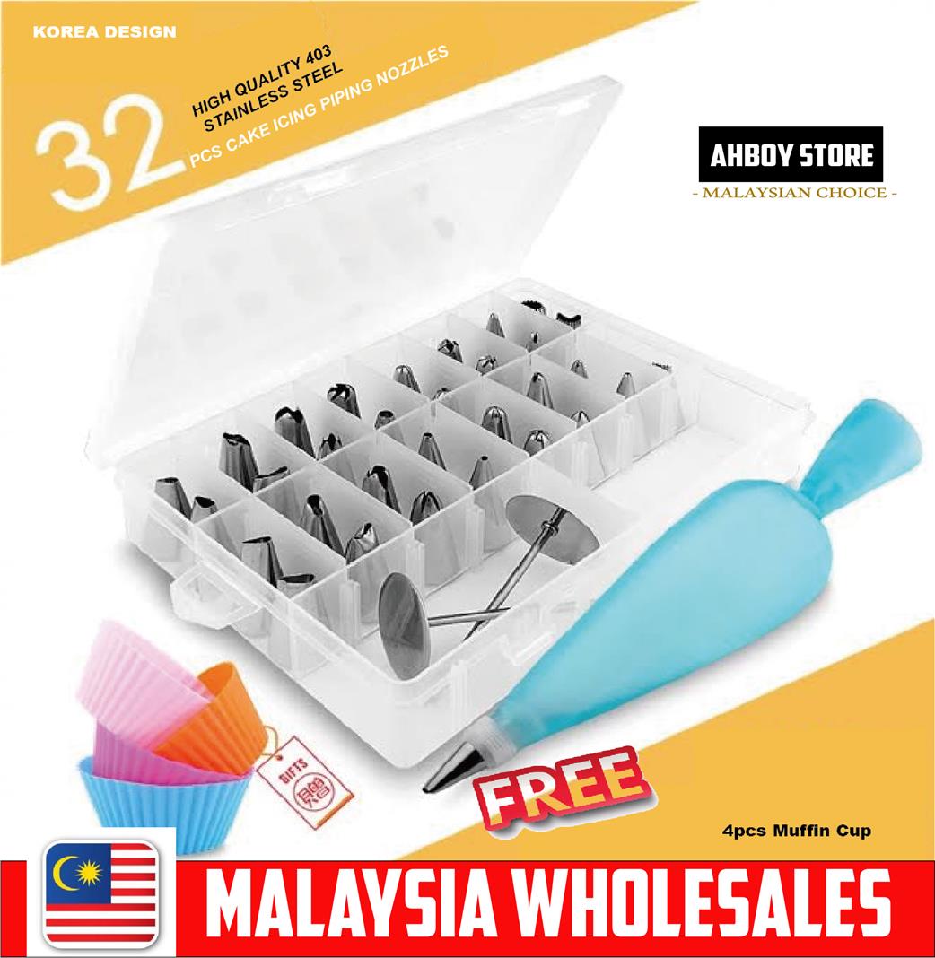 RAYA SALES 32pcs Cake Muffin Decoration Set Of Stainless Steel Icing P RAYA SALES 32pcs Cake Muffin Decoration Set Of Stainless Steel Icing P