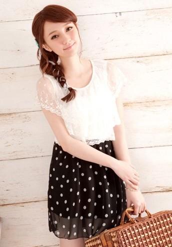 Romantic Lace Chiffon Dress-Black 12597 Romantic Lace Chiffon Dress-Black 12597