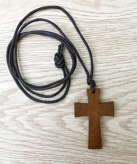 Wooden Cross Pendant Necklace Brown (end 3/19/2019 1118 AM)