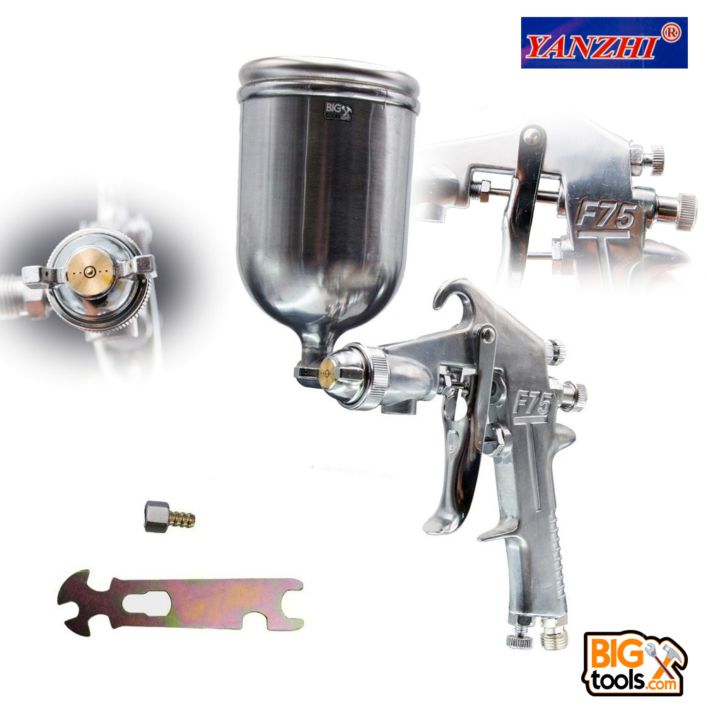 YANZHI F-75G Gravity Feed Air Spray Gun 1.5 mm Nozzle Size 400 cc Alum YANZHI F-75G Gravity Feed Air Spray Gun 1.5 mm Nozzle Size 400 cc Alum