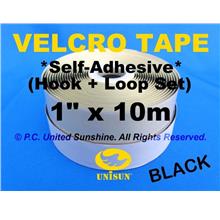 GRADE AA VELCRO TAPE Self-Adhesive BLACK 1” x 10m Hook & Loop Set