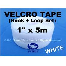 GRADE AA VELCRO TAPE NON-Adhesive WHITE 1” x 5m Hook & Loop Set