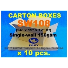 SW108 MED CARTON BOX x 10pcs. PROMO 24” x 15” x 12” Ht Packaging