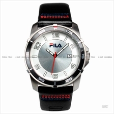 FILA 38-004-001 FILActive FAT001 (M) 3-hands Date Leather Silver Black