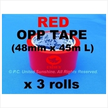 Standout RED OPP TAPE 48mm x 45m (50Y) L x 3 ROLLS Strong Fire Red!