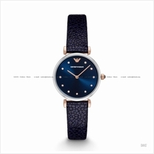 EMPORIO ARMANI AR1989 Women's Retro Watch 2-hand Glitz Leather Blue