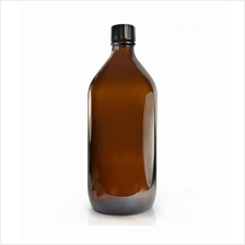 1L Bottle Round Amber Glass / Essential Oil / Screw cap and stopper