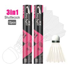 3 In 1 Super Durable Anyball D111 Badminton Feather Shuttlecock (12PCS)
