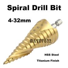 4mm-32mm 4-32mm HSS Steel Spiral Cone Drill Titanium Bit Hole Cutter 