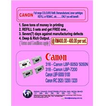 CANON Full range COLOUR  toner cartridges Refill