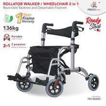 Rollator Walker 2 in 1 Wheelchair Reversible Backrest