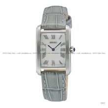 SEIKO SWR099P1 Women's Classic Rectangle Quartz 22.2mm Leather Grey