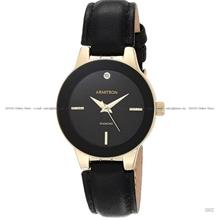 ARMITRON 75-5410BKGPBK Women's Diamond Quartz 30mm Leather Black Gold