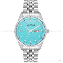 ARMITRON 75-5849LBSV Women Day Date Crystals Quartz 30mm Bracelet Blue