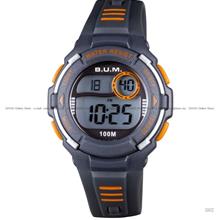 BUM BM08004 Unisex Digital Watch Quartz 34mm Silicone Black Orange