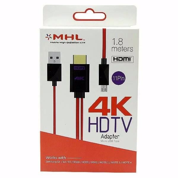 1.8M MHL Micro USB to 4K HDMI HDTV Adapter Cable Samsung S5 Note 4