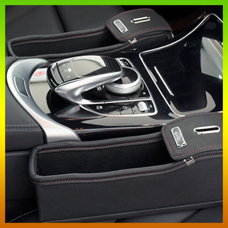 1 Pair Black Color Leather Car Seat Gap Organizer Console Catcher