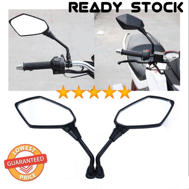 1 Pair Cool Motorcycle Black Prismatic Rearview Side Mirrors 8/10Mm Universal