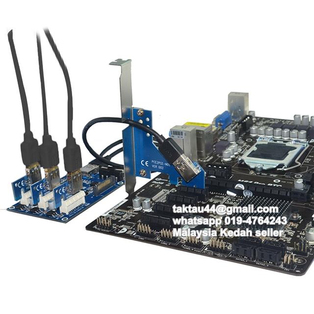 1 To 3 Slot Multiplier Pci E Pcie 1x Expansion Mining Eth Bitcoin - 