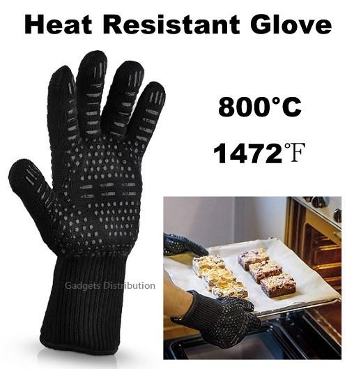 1 unit 1pc 800°C 1472&#8457; Heat Resistant BBQ Fireproof Black Glove 2439.1