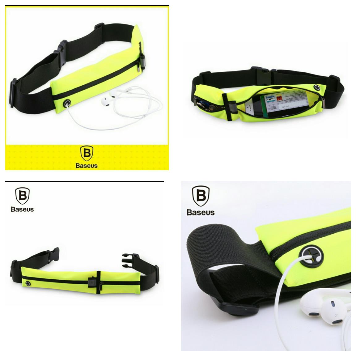 100% Genuine Baseus Sports Waist Pocket Belt Bag Running Cycling Green