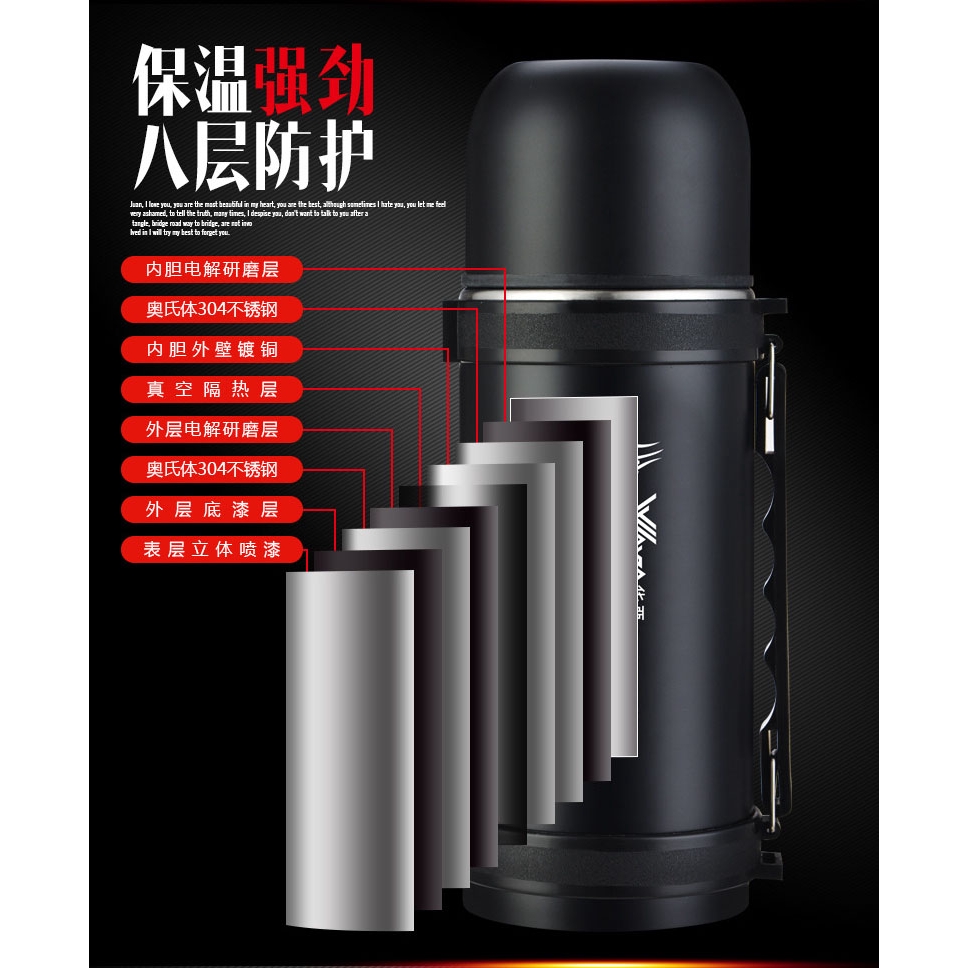 1000ML Tumbler Vacuum Stainless Steel Thermal Flask Thermos Double Layers Bott