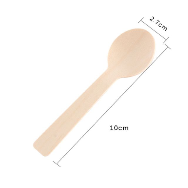 100pcs Disposable Wooden 1 Pack Spoon Mini Ice Cream Spoon Wood Western Desser