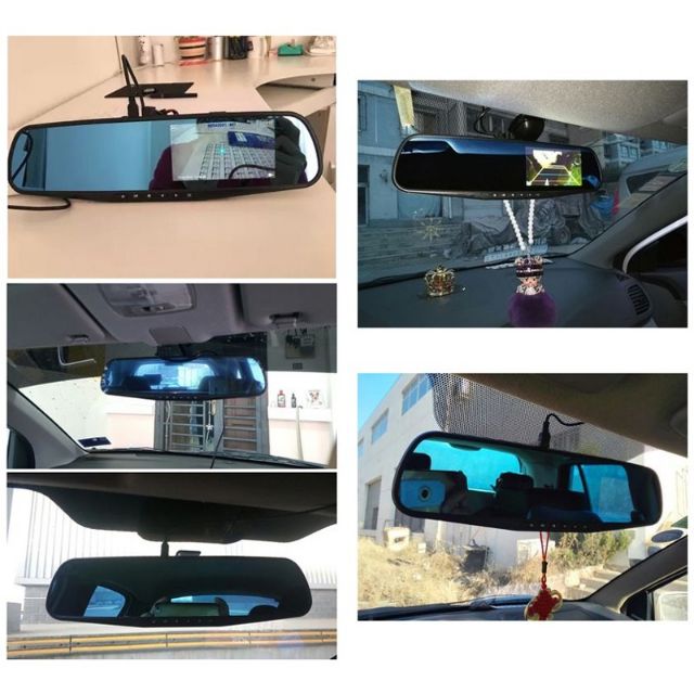 1080P 4.3'' FHD Dual Lens Video Recorder Dash Cam Rearview Mirror Car Camera
