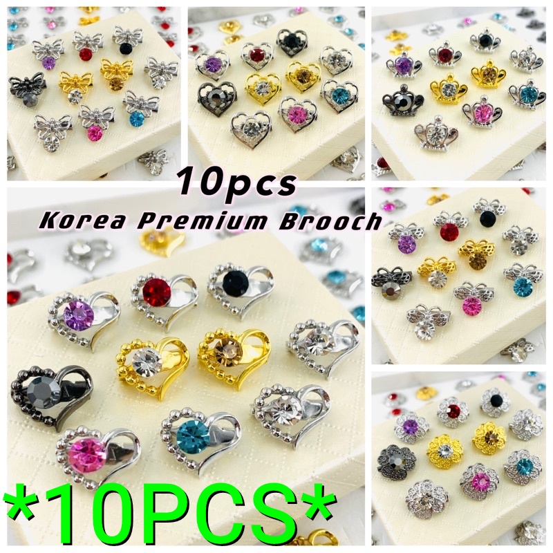 10PCS Korea Styles Single Zircon Elegant Baby Brooch Pin Kerongsang