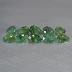 10pcs natural medium green Zambian Emerald pear facet - 3.94CT - ER76