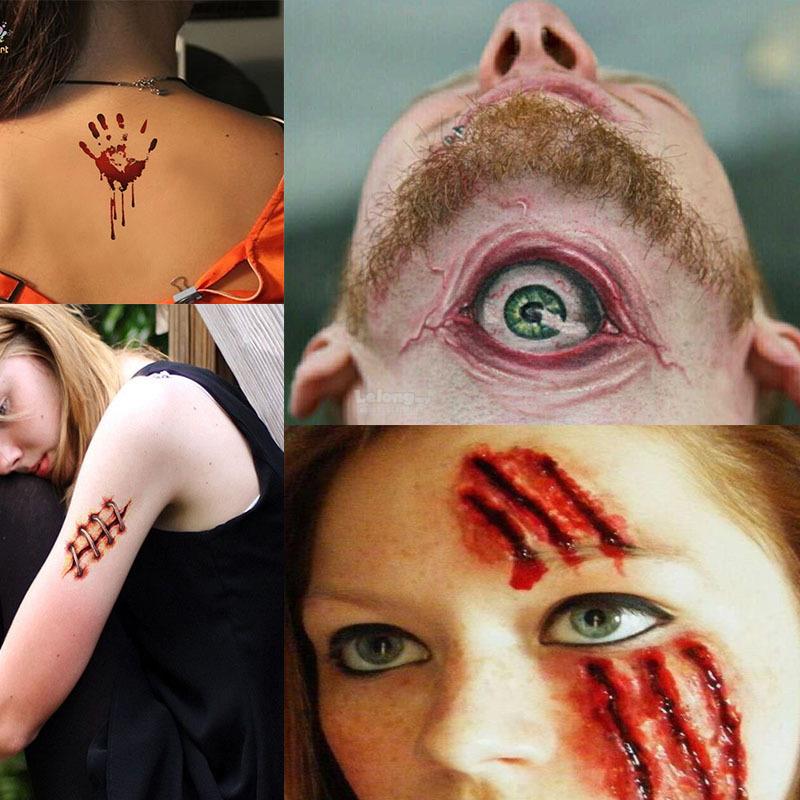 10pcs/set-Realistic Tattoo-Halloween-Special FX Drama Horror Effects
