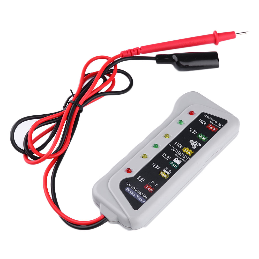 12V Car Battery Tester Digital Diagnostic Tool 6-LED Light Display