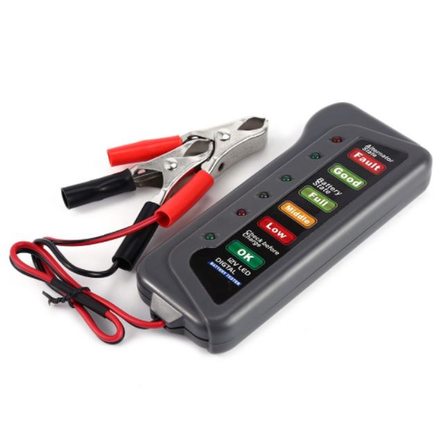 12V Digital Battery Alternator Tester Voltage 6 LED Lights Display Diagnostic 