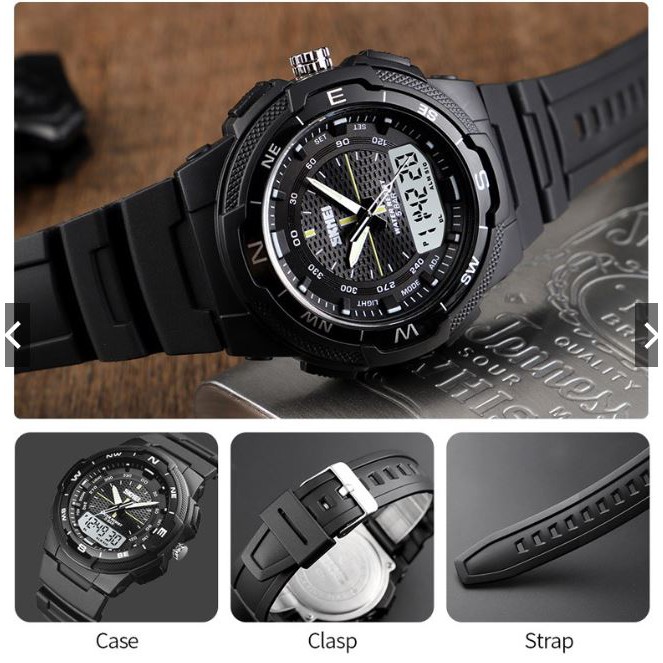 1454 Top luxury Men's Dual Display LED Digital PU Luxury Strap Date Clock Watc