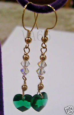 14K Gold Filled Swarovski Heart Earrings 23 Col Choices