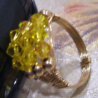 14K Gold Fillled Swarovski Crystal Ring Suasa E Size 13