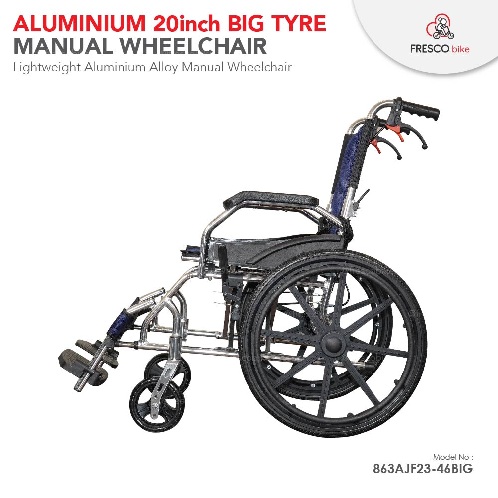 14kg Manual Wheelchair Aluminium Alloy 20inch Big Tyre