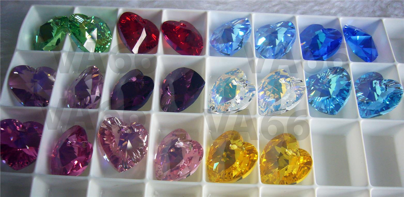 14mm Heart Swarovski Crystal Pendant #6202 AB Colours